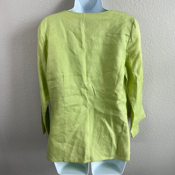 Edward Tunic Women's S Green Beaded Embroidered Irish Linen Relaxed Top Modest - Picture 5 of 6